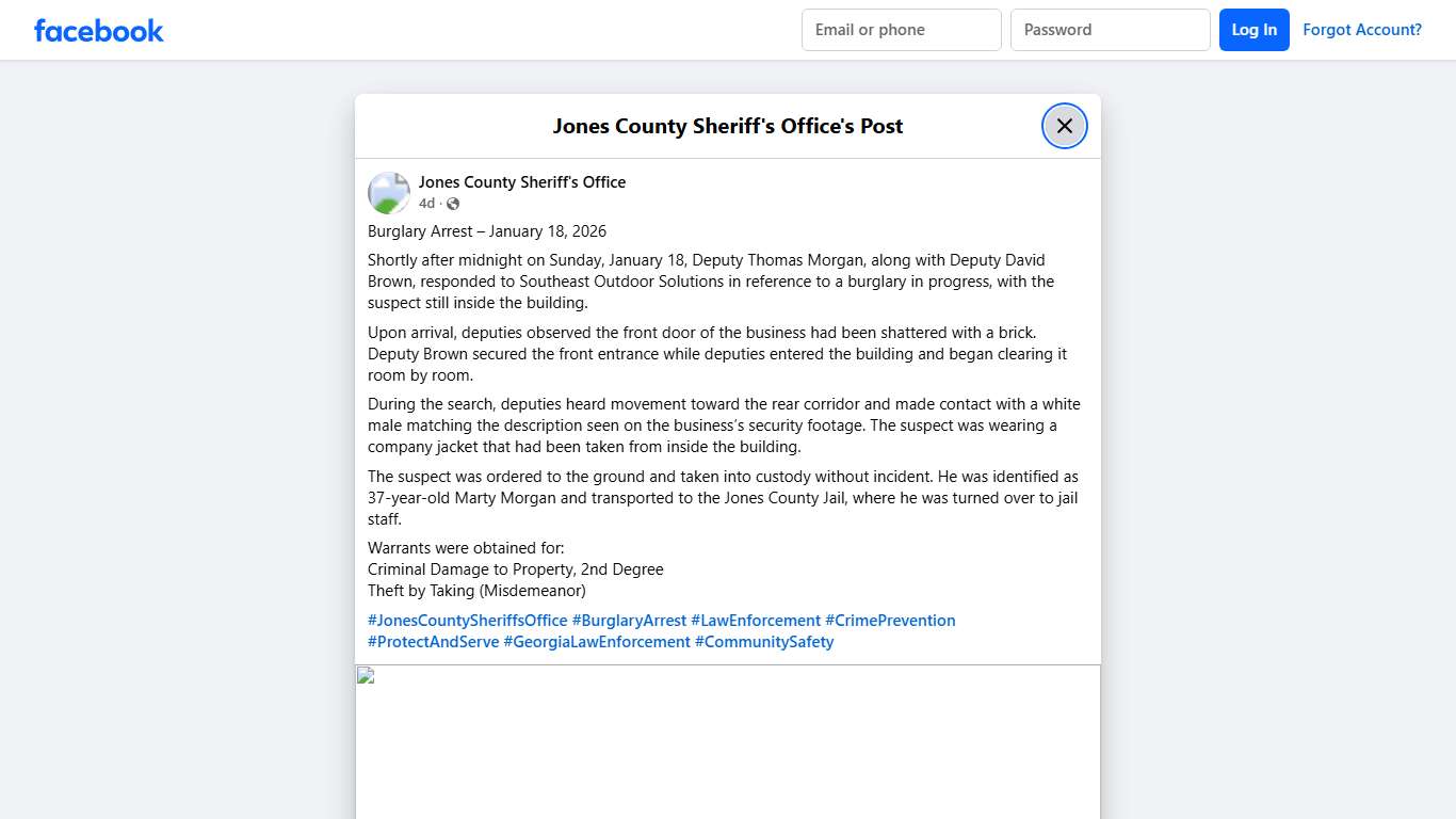 Burglary Arrest – January... - Jones County Sheriff's Office Facebook